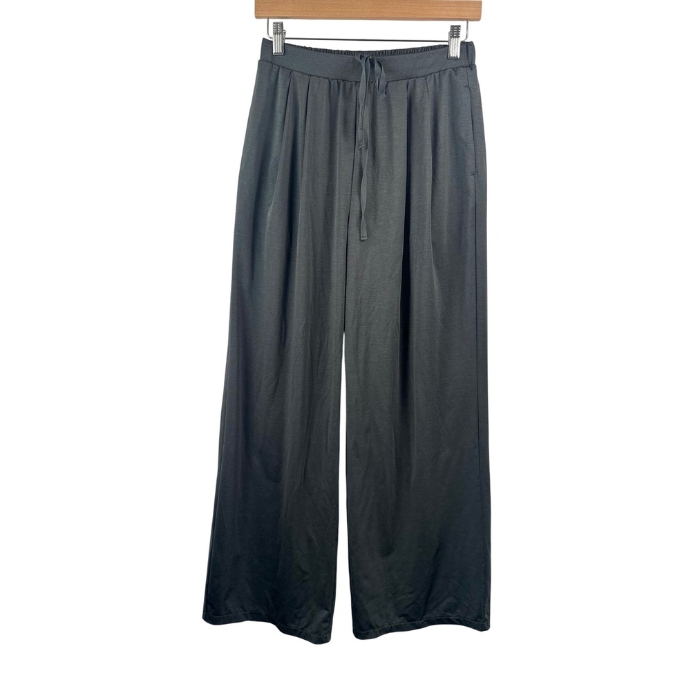 Uniqlo satin M Grey Pleated wide leg relaxed 90s minimalist relaxed